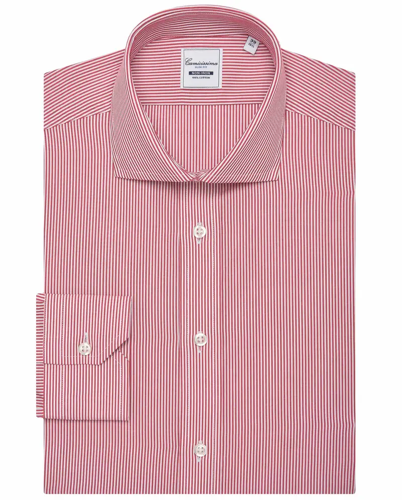 Camicia fancy a righe bianca e rossa francese