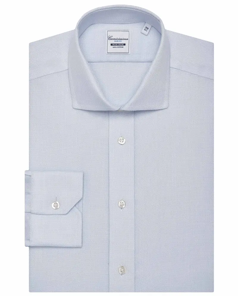 Camicia fancy non iron azzurra francese