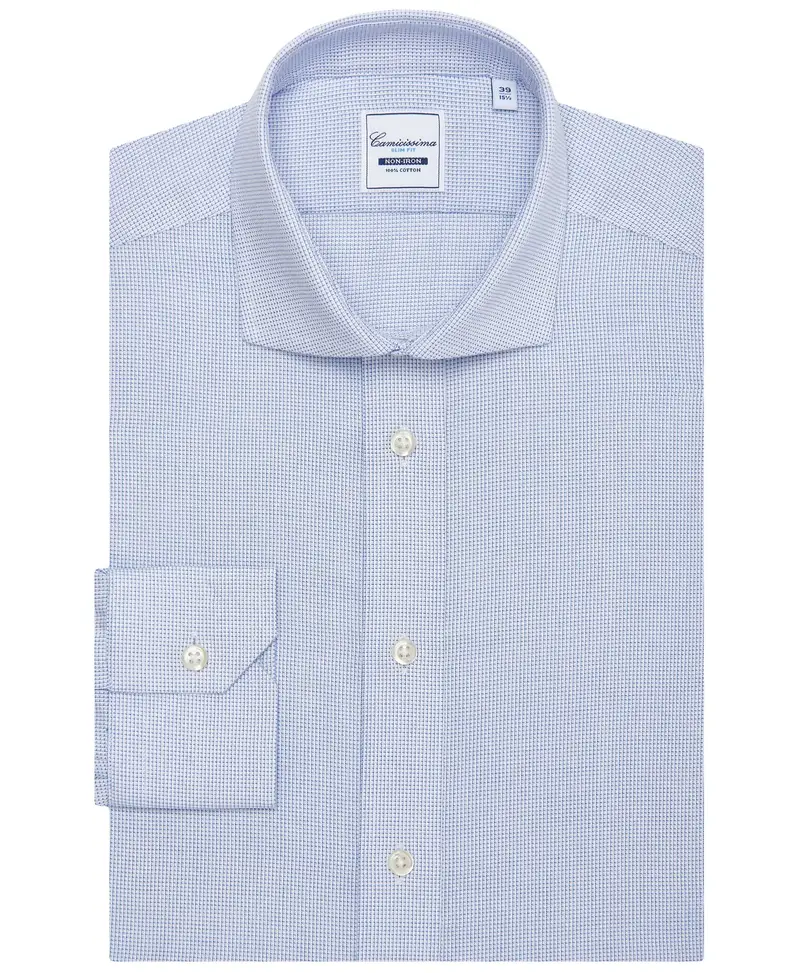 Camicia fancy non iron francese con microfantasia francese