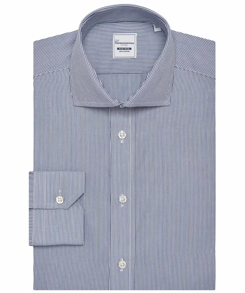 Camicia fancy non iron rigata azzurra francese