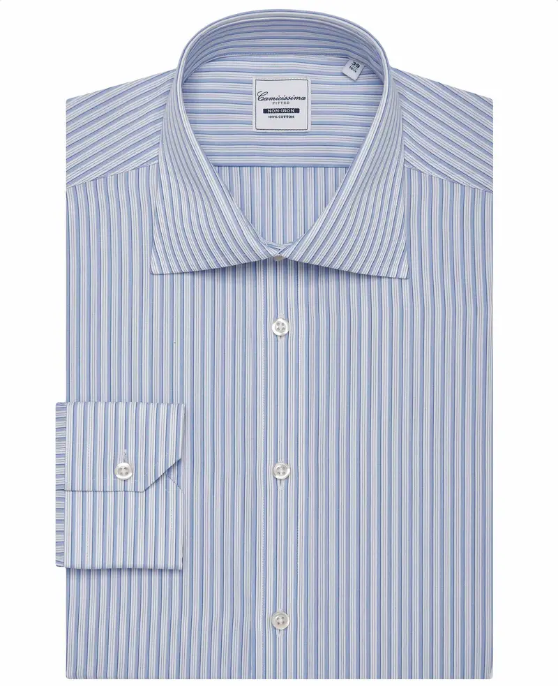 Camicia fancy non iron rigata blu francese
