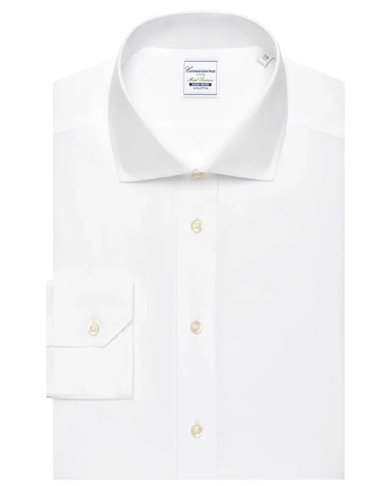 Camicia non iron bianca fitted santorini santorini francese