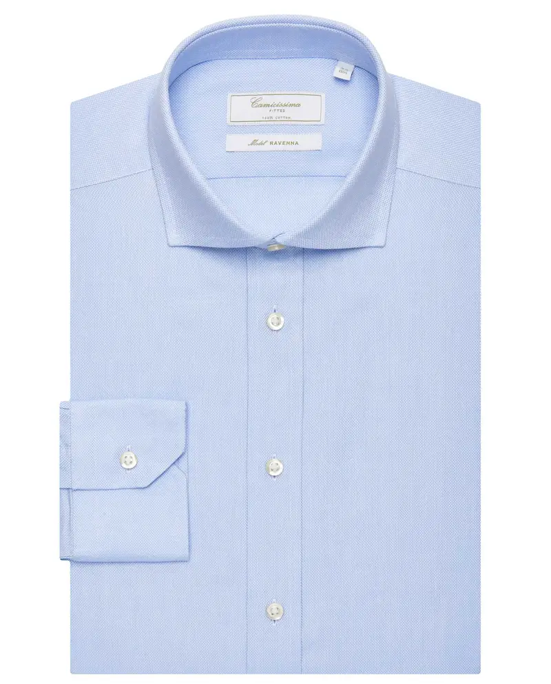 Camicia permanent azzurra fitted ravenna ravenna francese