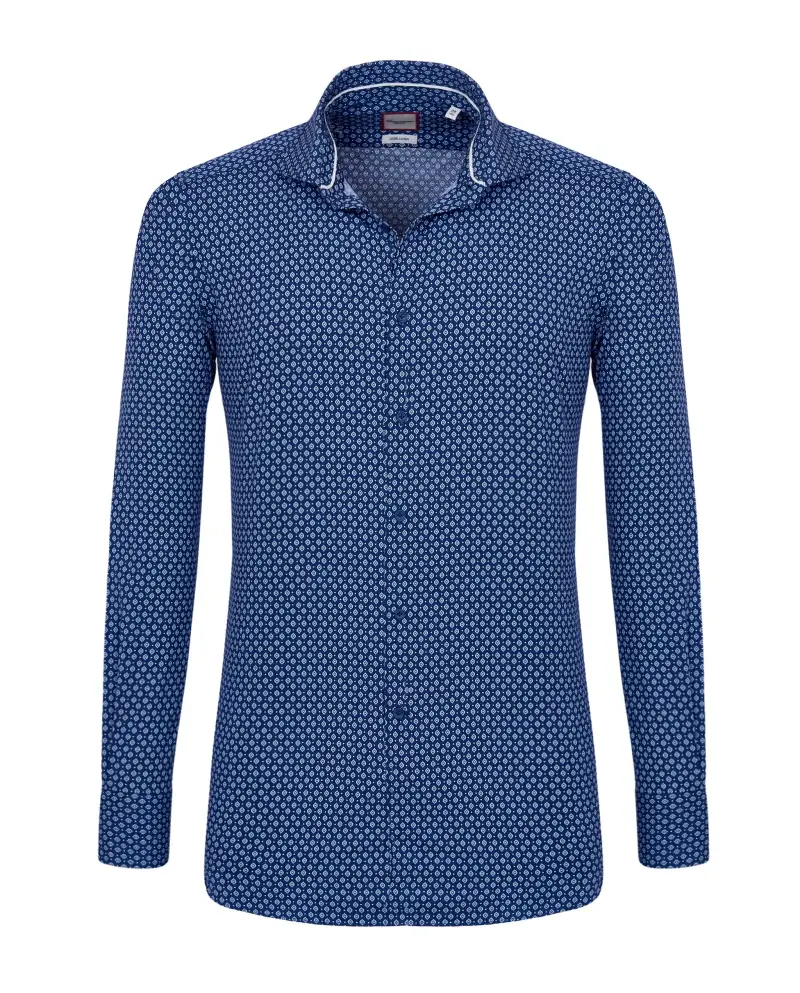 Camicia trendy blu con microfantasia azzurra francese