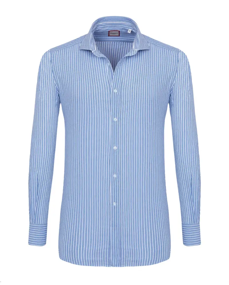 Camicia trendy rigata blu e bianca francese