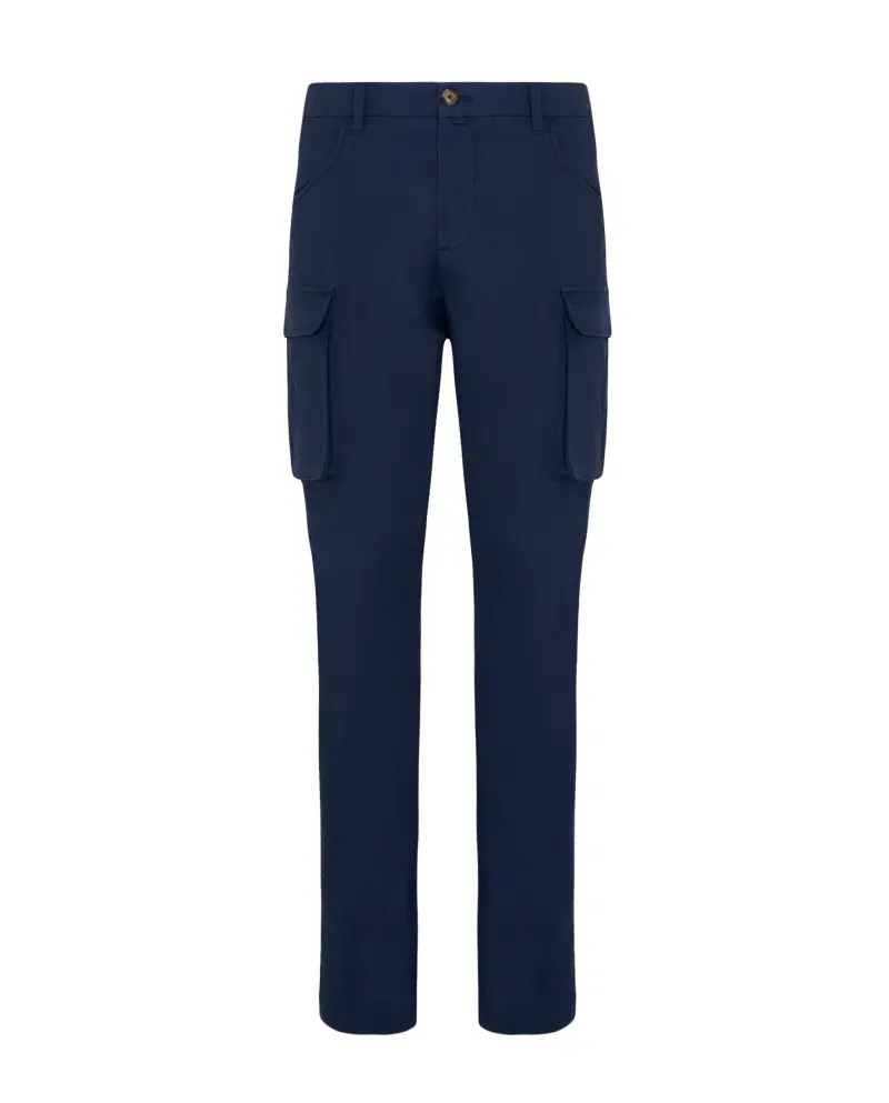Cotton popeline cargo trousers blue