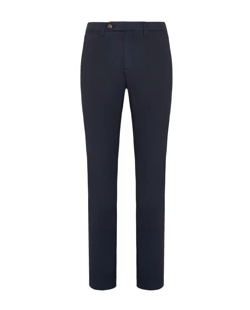 Cotton popeline chinos trousers blue navy