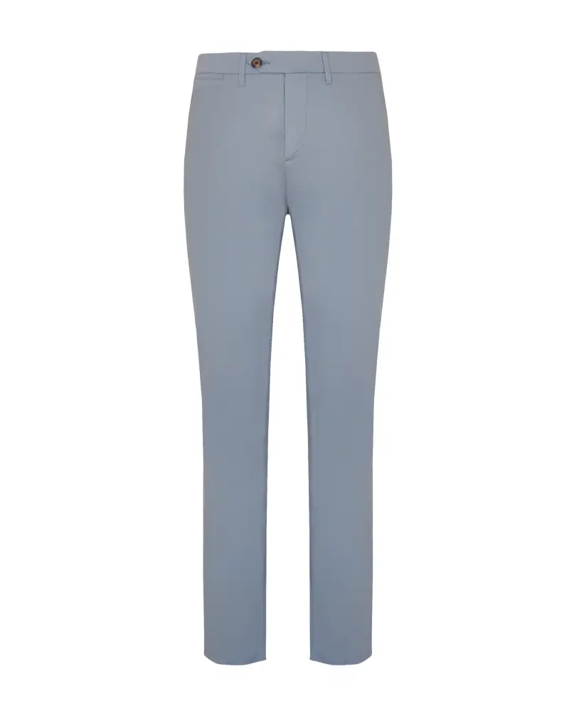 Cotton popeline chinos trousers light blue
