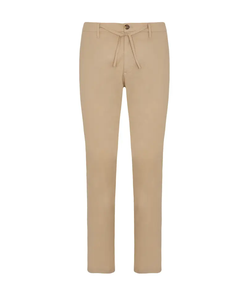 Cotton poplin chinos with coulisse lightbrown
