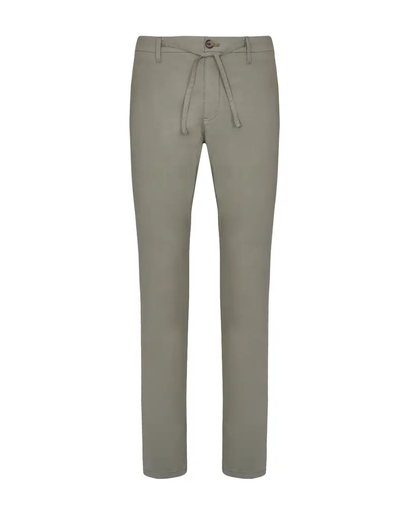 Cotton poplin chinos with coulisse military
