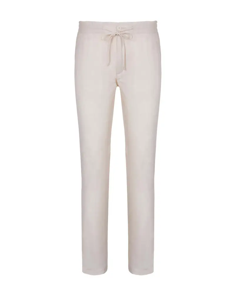 Linen chinos trousers with coulisse beige