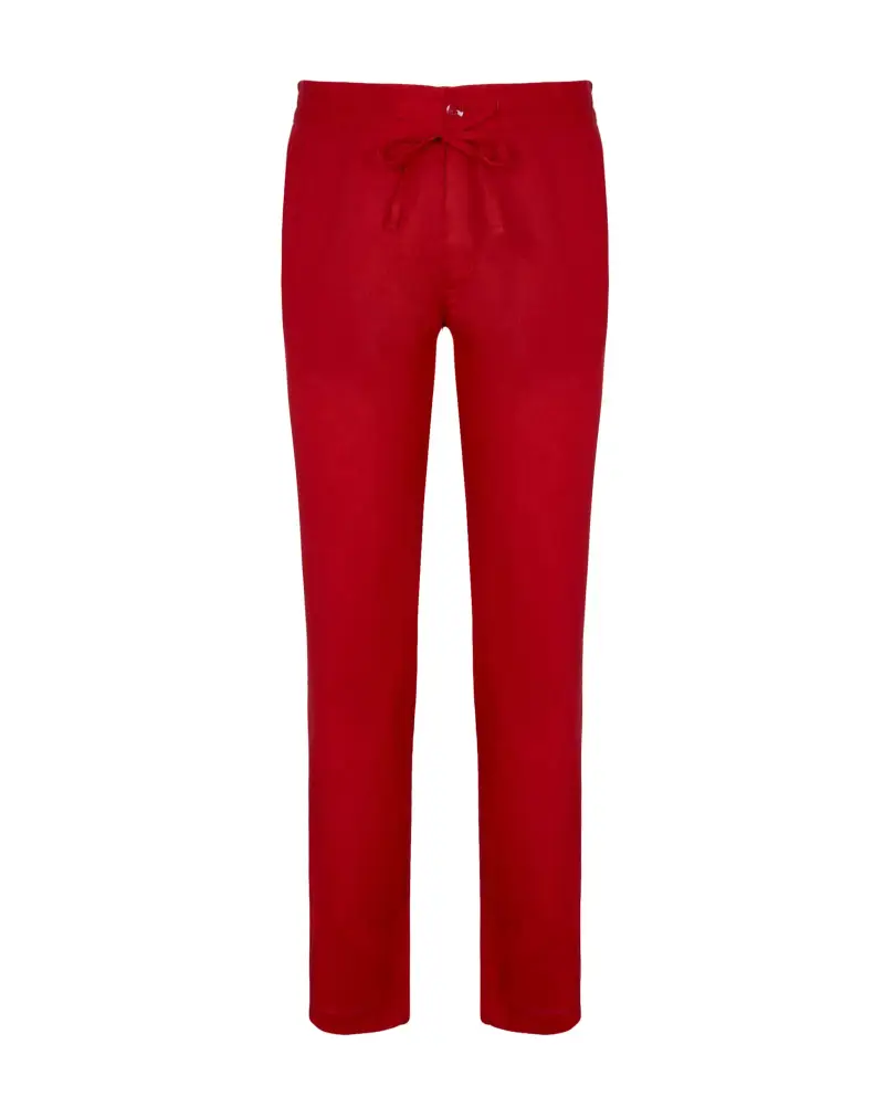 Linen chinos trousers with coulisse red