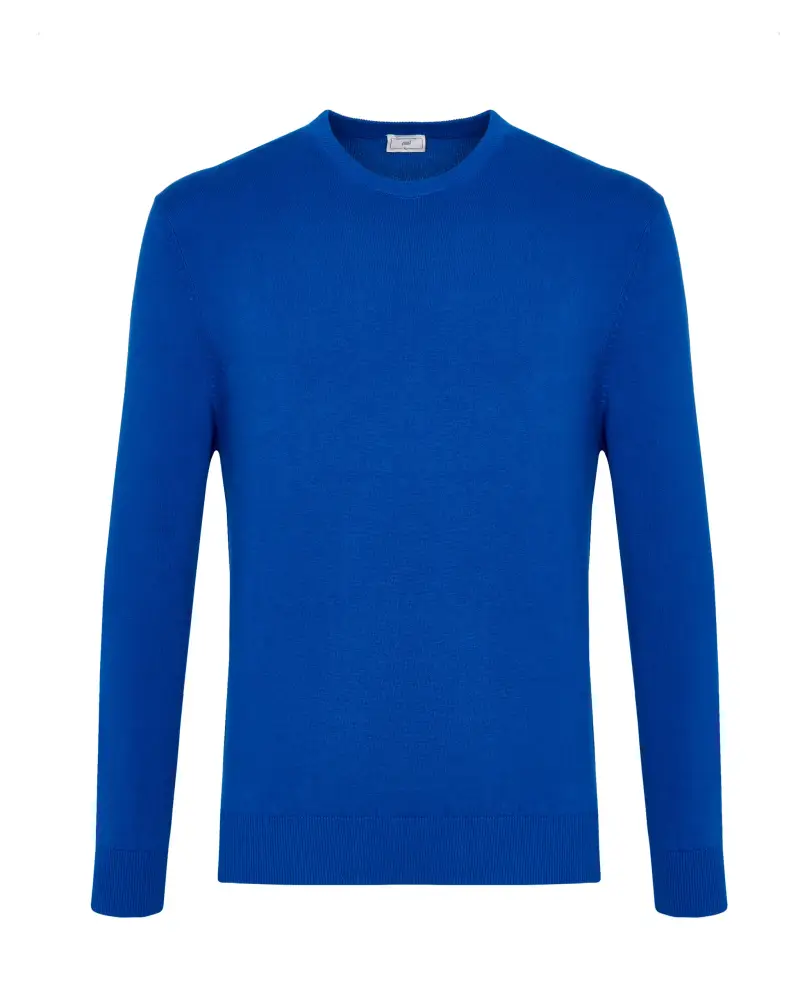 Maglia girocollo blu di cotone