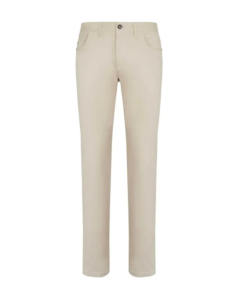 Pantalone 5 tasche in twill beige