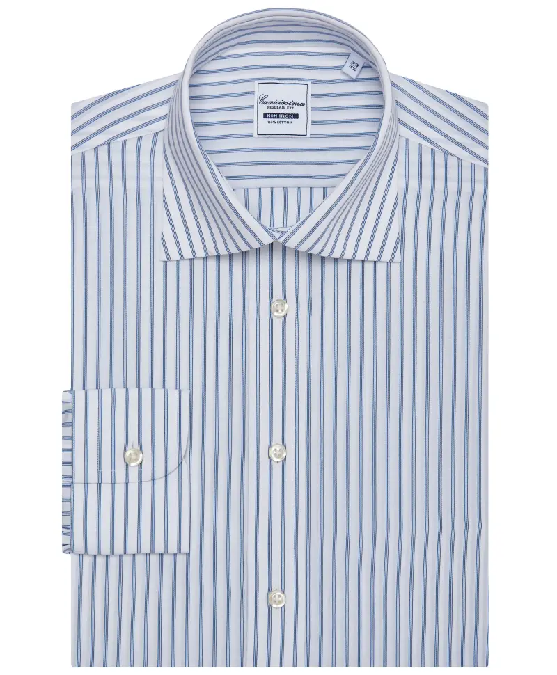 Striped poplin non iron shirt francese