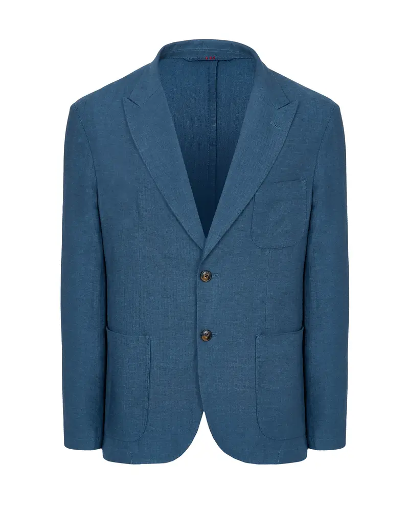 Unlined herringbone sport jacket blue navy