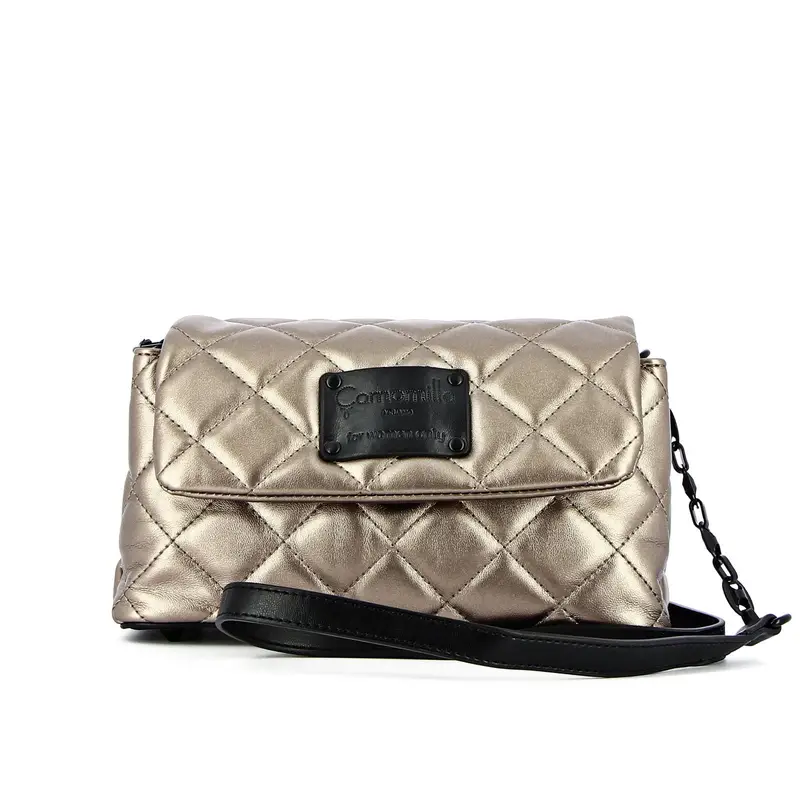 Borsetta a tracolla oro trapuntata