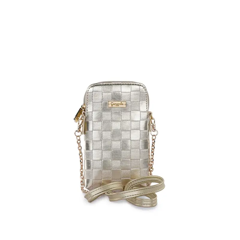 Portafoglio oro da donna con tracolla removibile