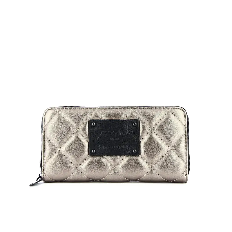 Portafoglio trapuntato oro con logo