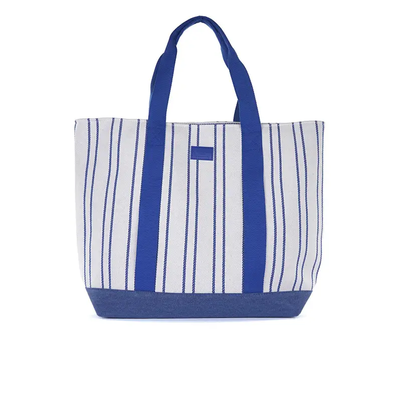 Shopper mare bianca e blu da donna fantasia a righe