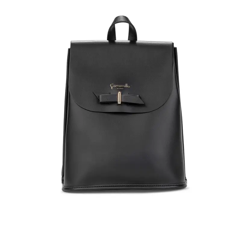 Zainetto nero da donna con patta con fiocchetto