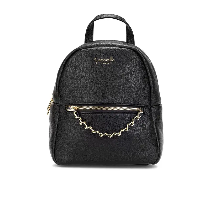Zaino nero da donna con zip dettaglio catena
