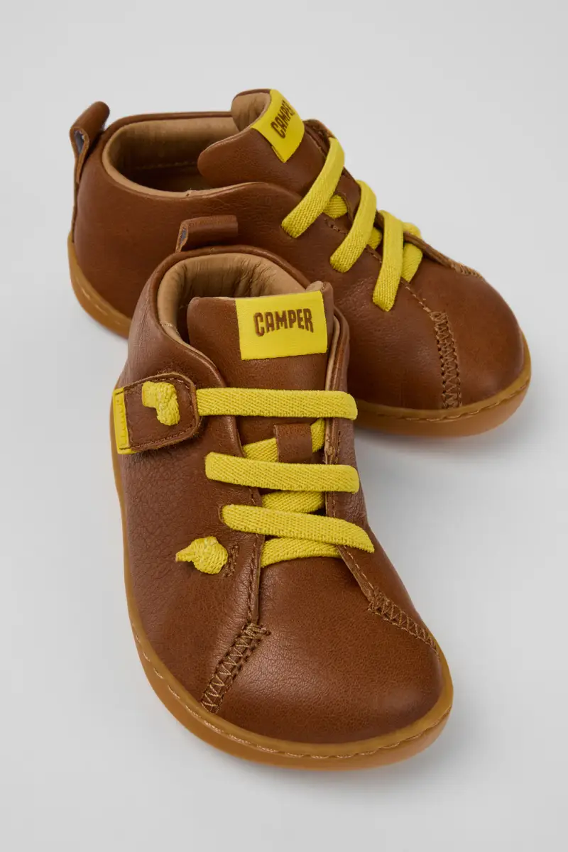Camper Kids Sneakers marroni in pelle per bambini miniatura 2
