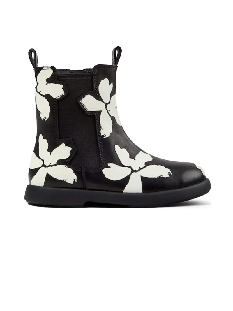 Stivaletti con Motivo Floreale NERO