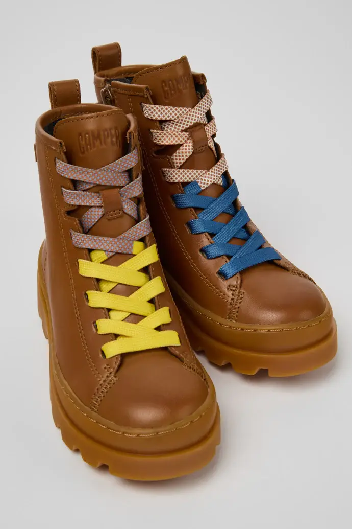 Camper Kids Stivaletti marrone in pelle per bambini miniatura 2