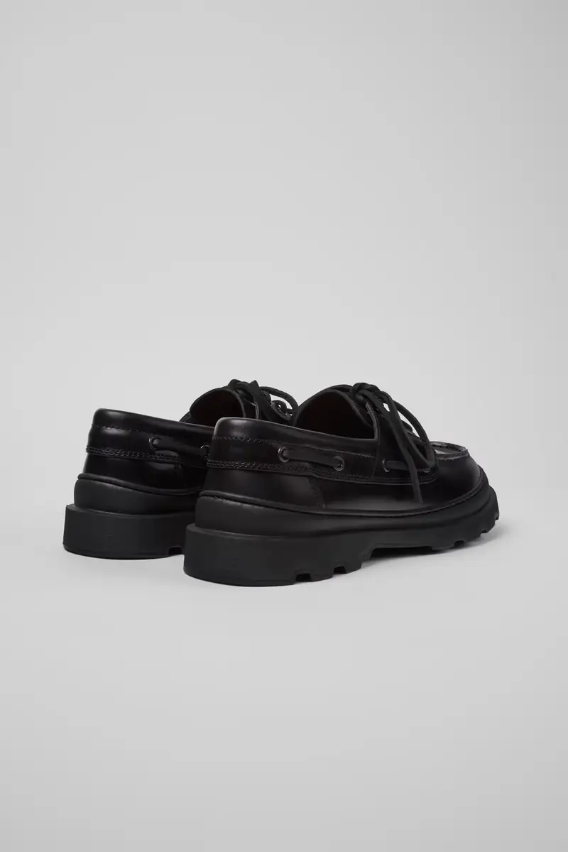 Mocassino brutus+ in pelle nero miniatura 2