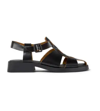 per donna K201489-001 Sandali Dana in pelle nera (36), Nero, 1 a 3 cm, Fibbia, Casual