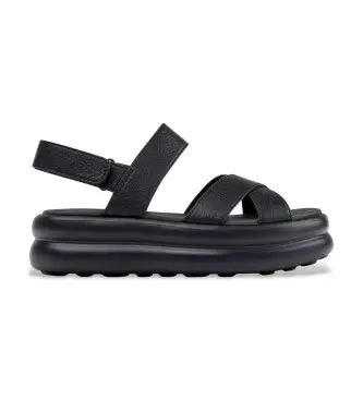 per donna K201863-001 Sandali in pelle nera con palline galleggianti (35), Nero, 3 a 5cm, Velcro, Casual