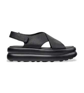 per donna K201931-001 Sandali in pelle nera con palline galleggianti (35), Nero, 1 a 3 cm, Velcro, Casual