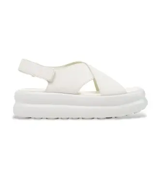 per donna K201931-002 Sandali in pelle bianca con palline galleggianti (35), Bianco, 1 a 3 cm, Velcro, Casual