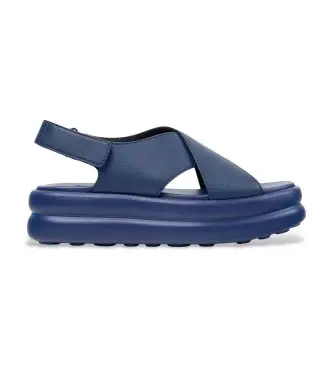 per donna K201931-003 Sandali in pelle blu navy con palline galleggianti (36), 1 a 3 cm, Velcro, Casual