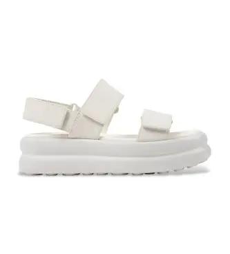 per donna K201932-001 Sandali in pelle bianca con palline galleggianti (36), Bianco, 3 a 5cm, Velcro, Casual