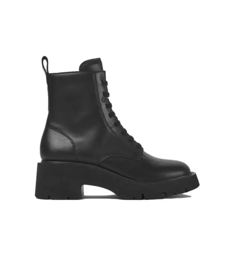 per donna K400577-001 Stivaletti Milah in pelle nera -Altezza tacco 5 4cm- (36), Nero, 5 a 8cm, Stringhe, Cerniera, Casual