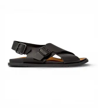 per uomo K101093-004 Sandali in pelle nera Lluc (40), Nero, Basso, Fibbia, Casual Marrone