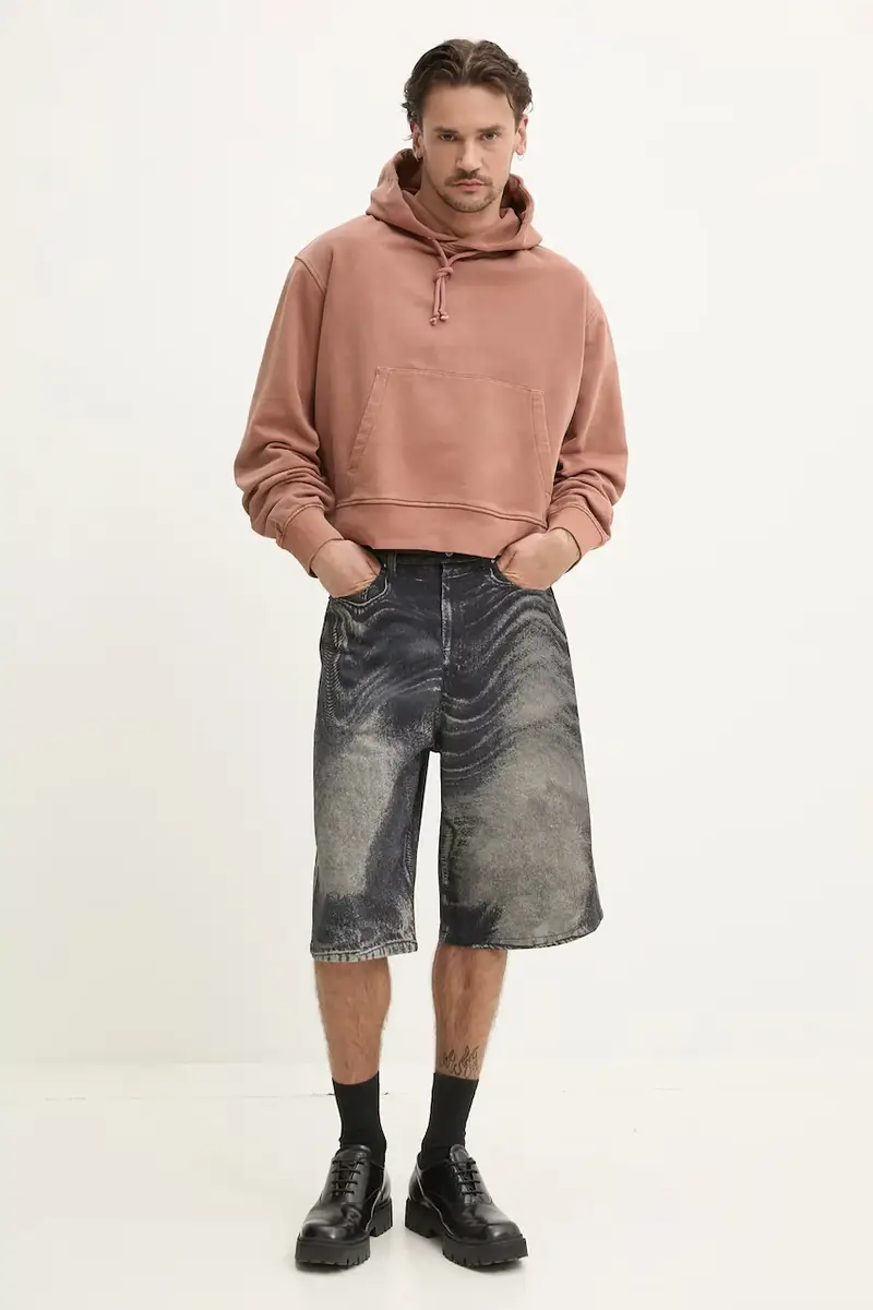 felpa in cotone uomo colore arancione con cappuccio AU00018.002 miniatura 2