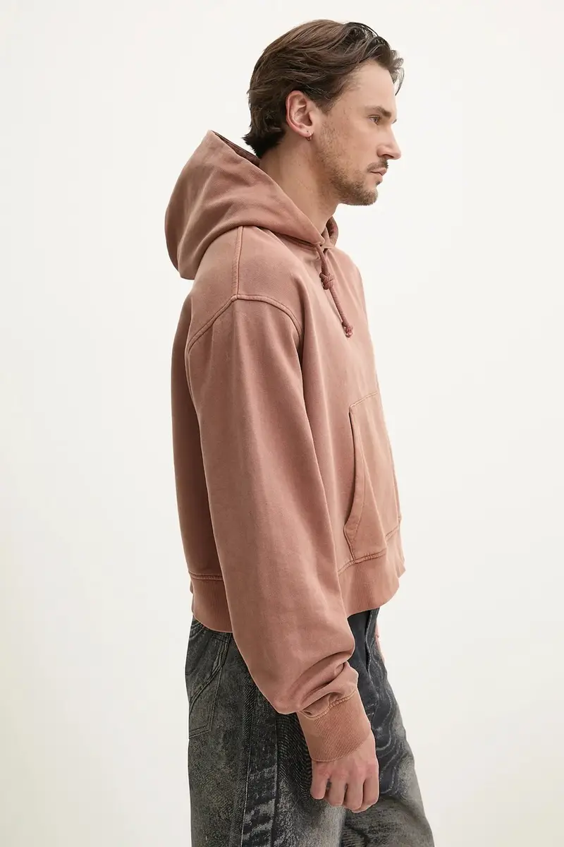 felpa in cotone uomo colore arancione con cappuccio AU00018.002 miniatura 3