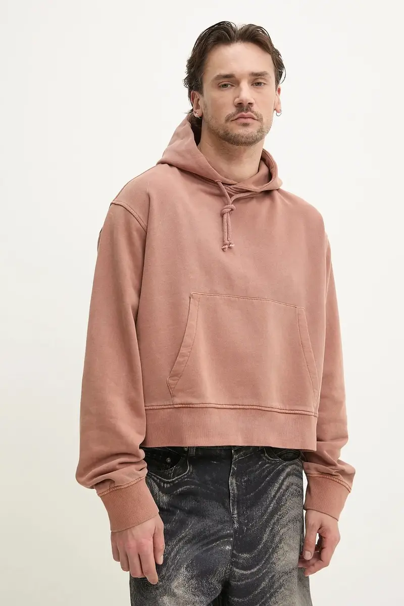 felpa in cotone uomo colore arancione con cappuccio AU00018.002 miniatura 4