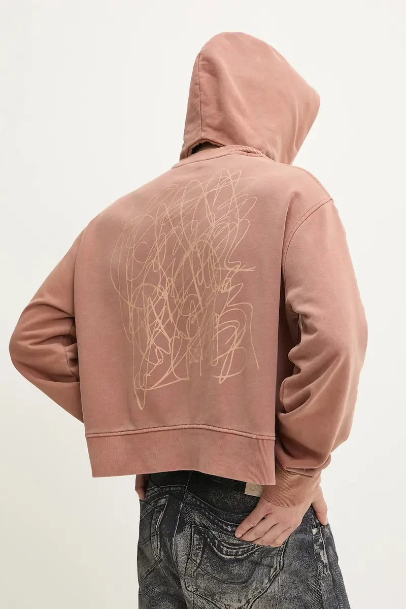 felpa in cotone uomo colore arancione con cappuccio AU00018.002