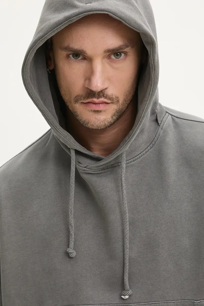 felpa in cotone uomo colore grigio con cappuccio AU00018.001 miniatura 4