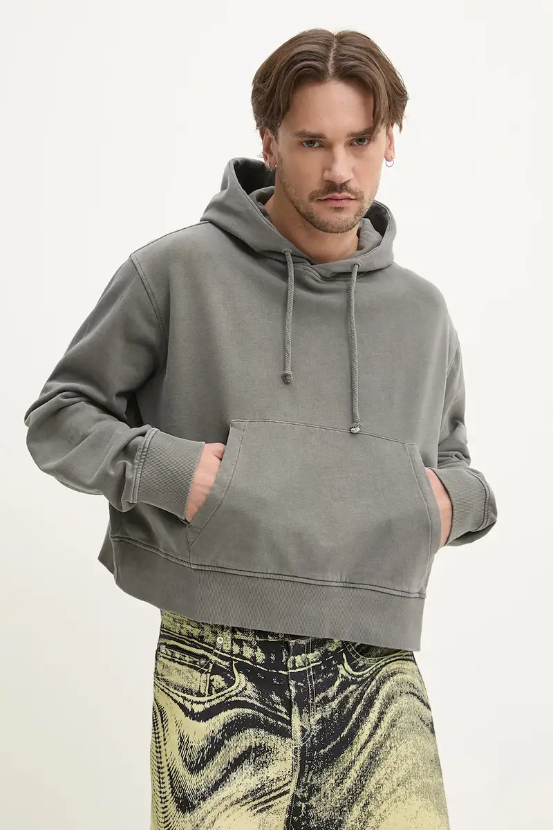 felpa in cotone uomo colore grigio con cappuccio AU00018.001