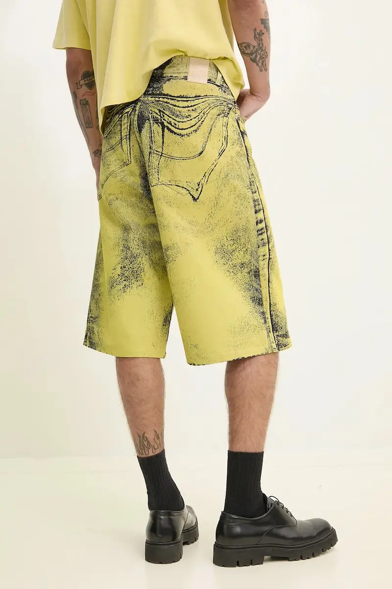 pantaloncini di jeans in cotone colore giallo AU00007.005