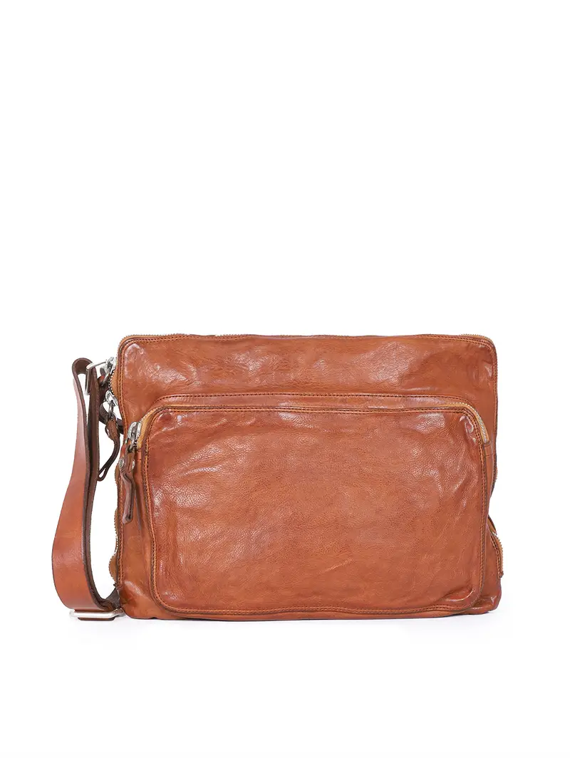 Borsa Da Lavoro Porta Documenti In Pelle - Cognac Marrone