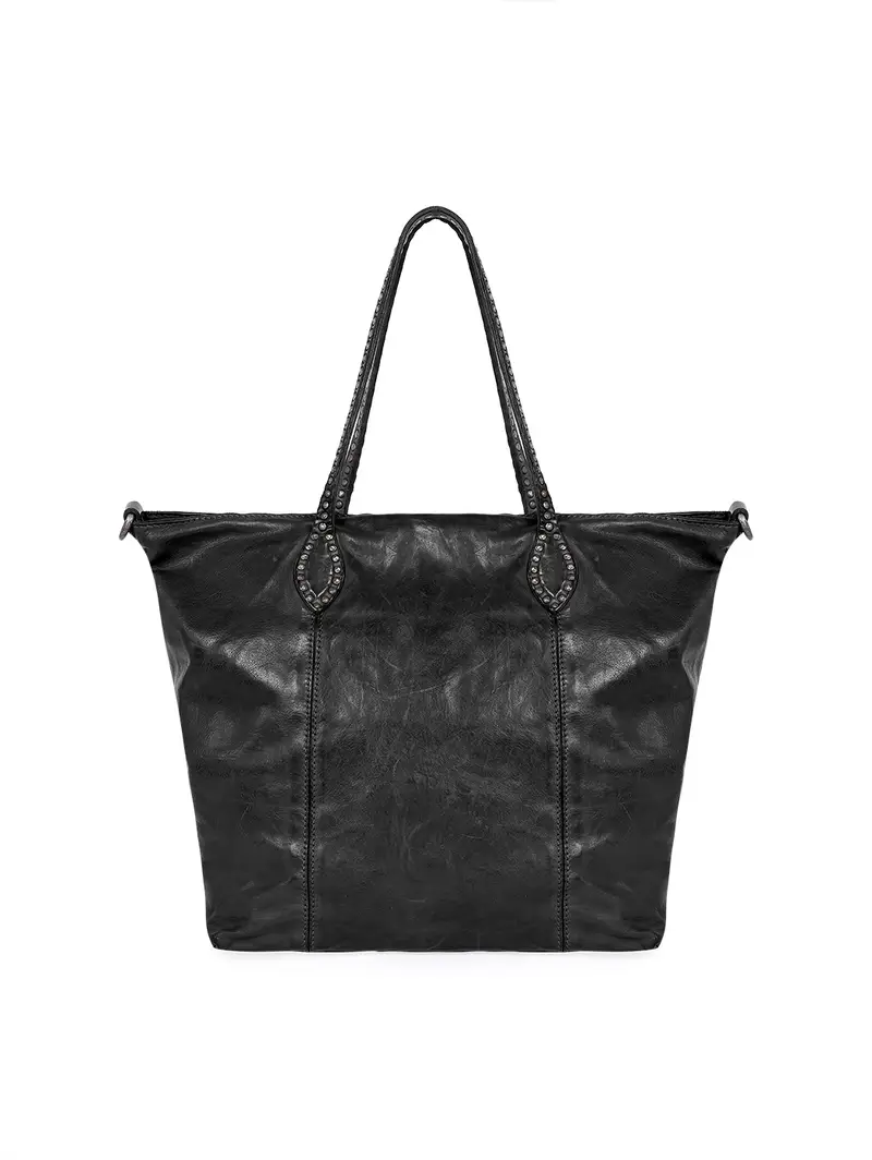 Borsa Shopping Con Borchie Nero