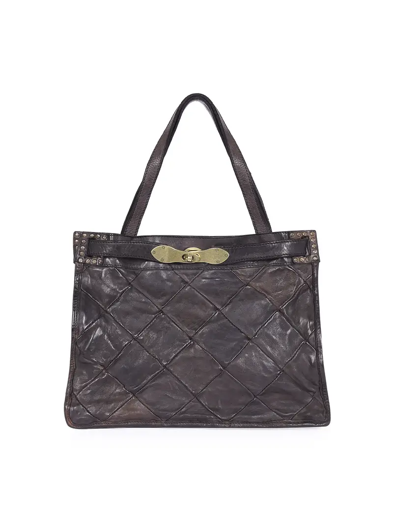 Borsa Shopping Vintage Trapuntata Grigio Perla