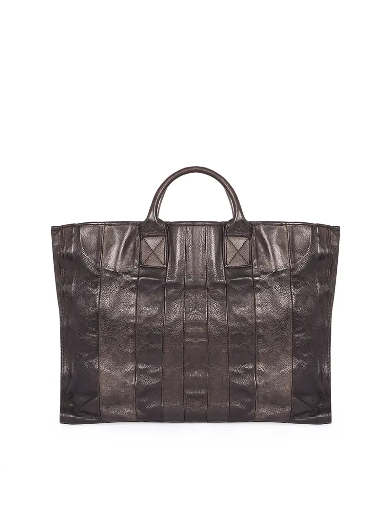 Maxi Borsa In Pelle Grigio Perla