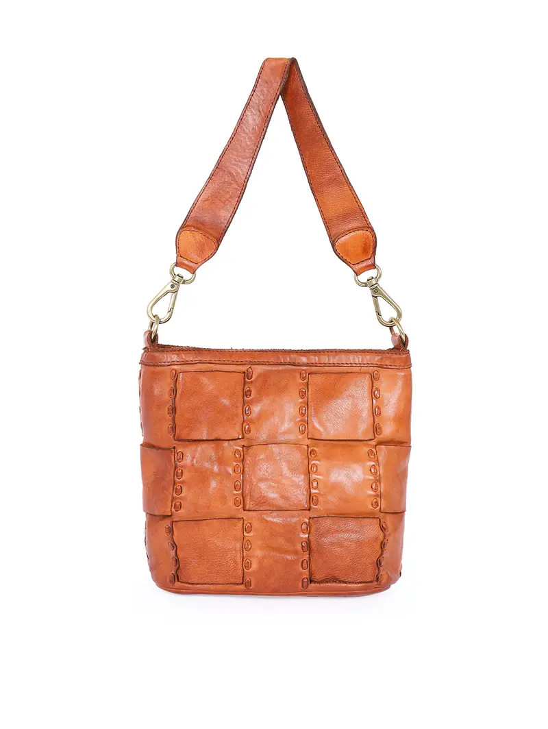 Secchiello In Pelle Cognac Marrone